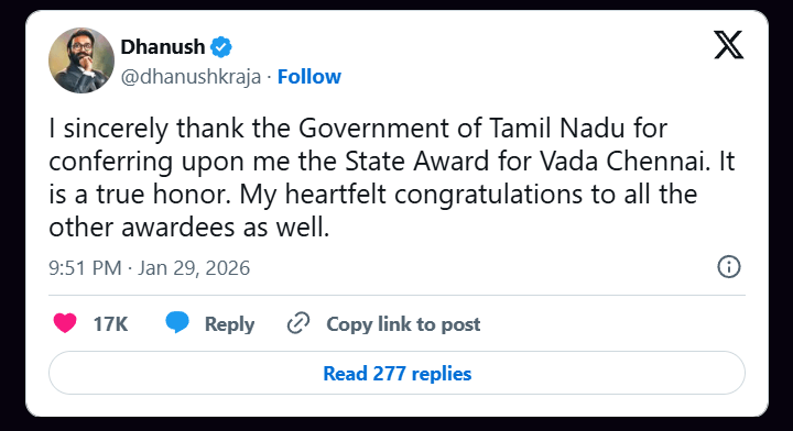 Tamil Nadu State Film Awards Winners